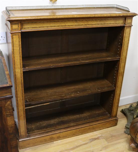 A Victorian oak low open bookcase, with gallery top W.96cm